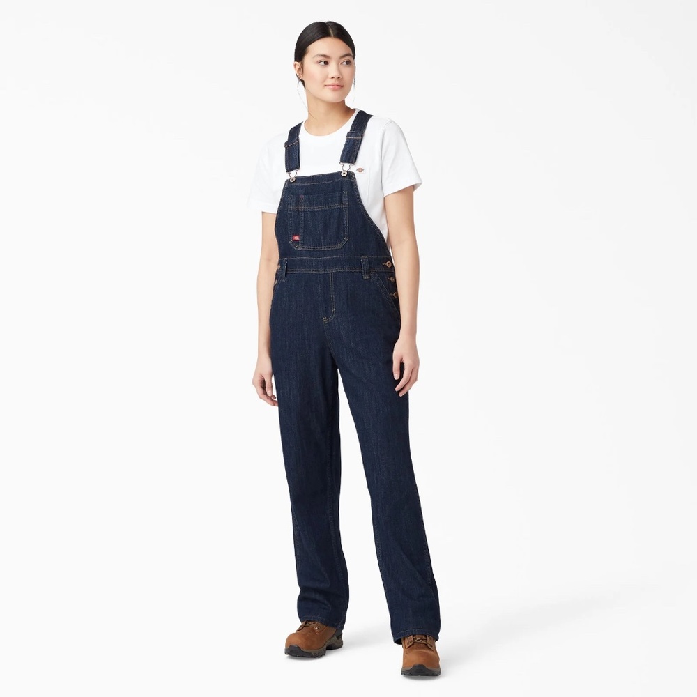 Dickies Women’s Dark Indigo Denim Relaxed Fit Bib Overalls | Size M | Workwear